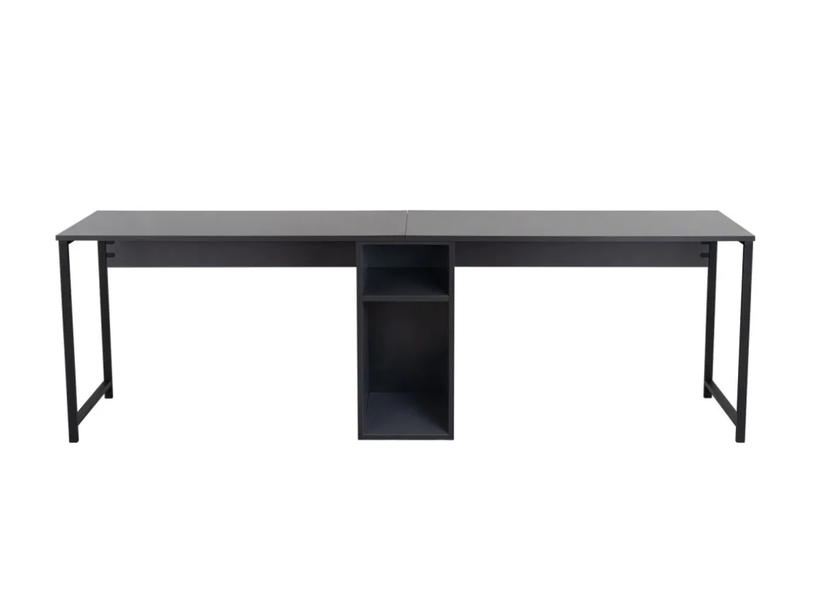 Bureau en bois "Twin Study Desk" - 240 x 60 x 74 cm - AnthraciteNoir