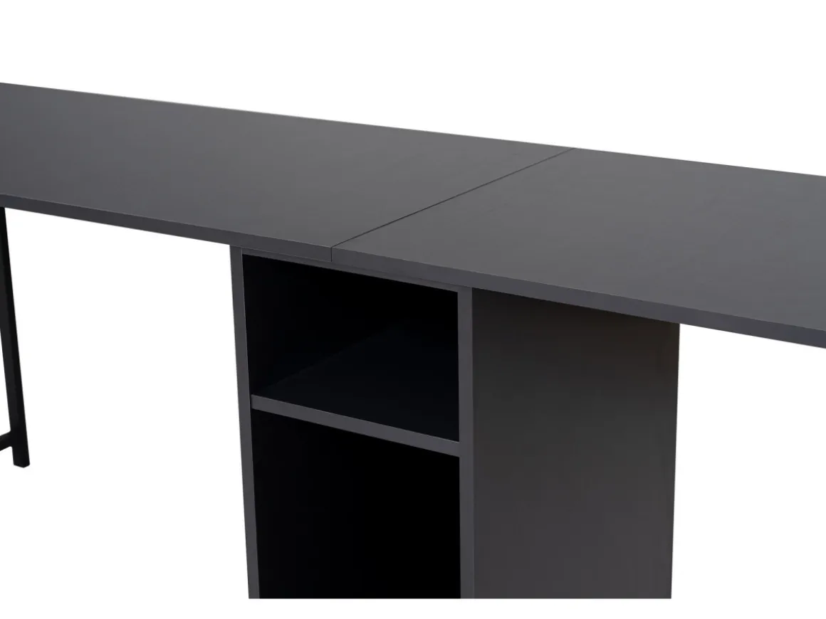 Bureau en bois "Twin Study Desk" - 240 x 60 x 74 cm - AnthraciteNoir