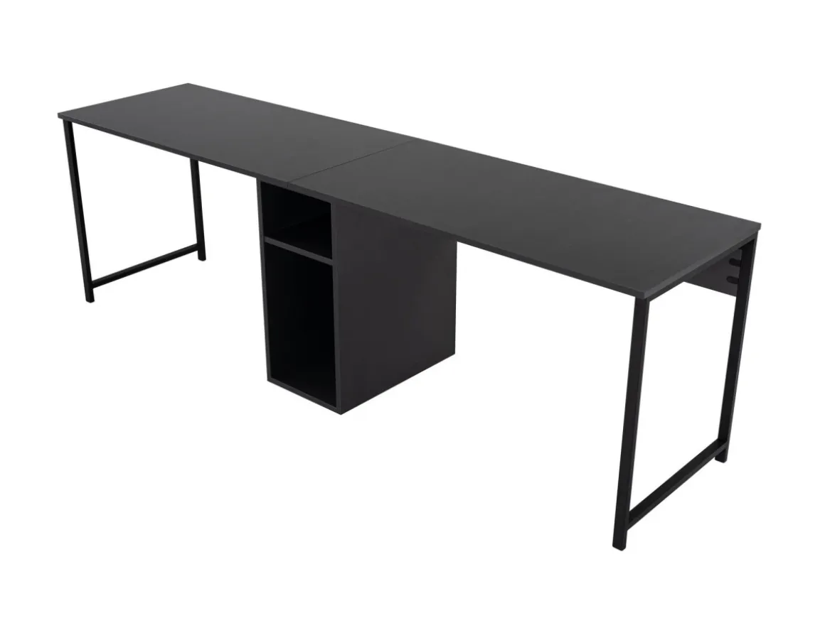 Bureau en bois "Twin Study Desk" - 240 x 60 x 74 cm - AnthraciteNoir