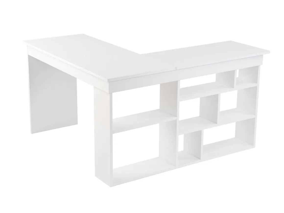 bureau en bois "Vesper" 130 x 120 x 72 cm - Blanc naturel