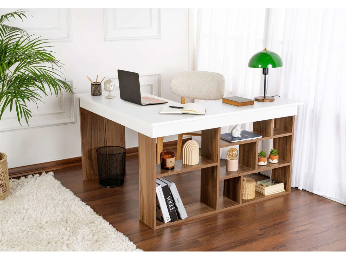 bureau en bois "Vesper" 130 x 120 x 72 cm - Noyer
