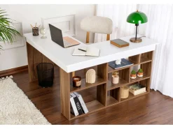 bureau en bois "Vesper" 130 x 120 x 72 cm - Noyer