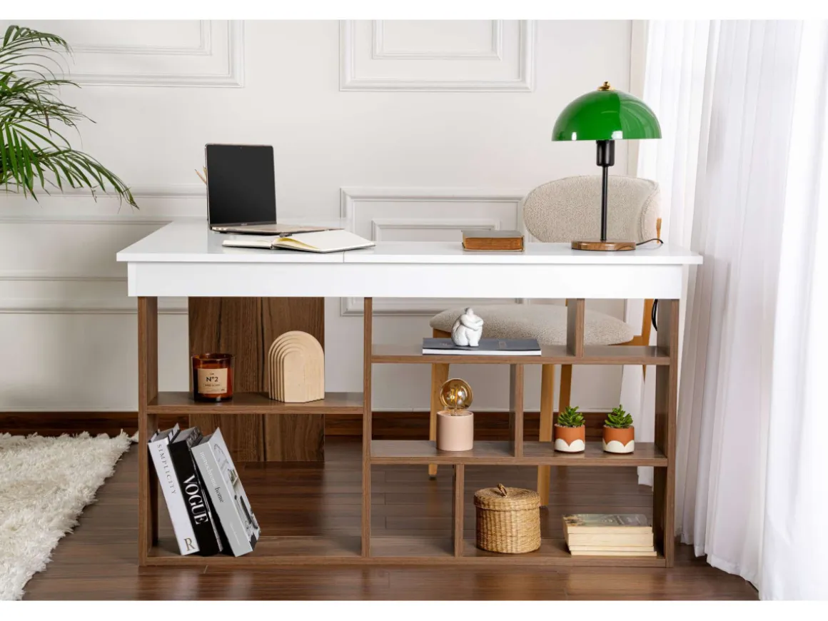 bureau en bois "Vesper" 130 x 120 x 72 cm - Noyer