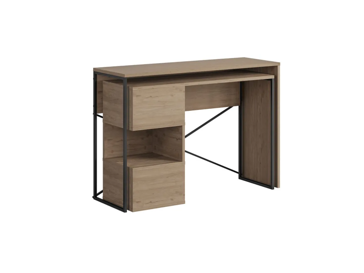 Bureau modulable en bois "Badau" - 110 x 102 x 77 cm - Marron