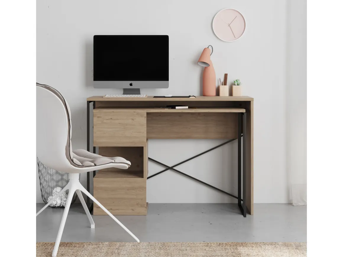 Bureau modulable en bois "Badau" - 110 x 102 x 77 cm - Marron