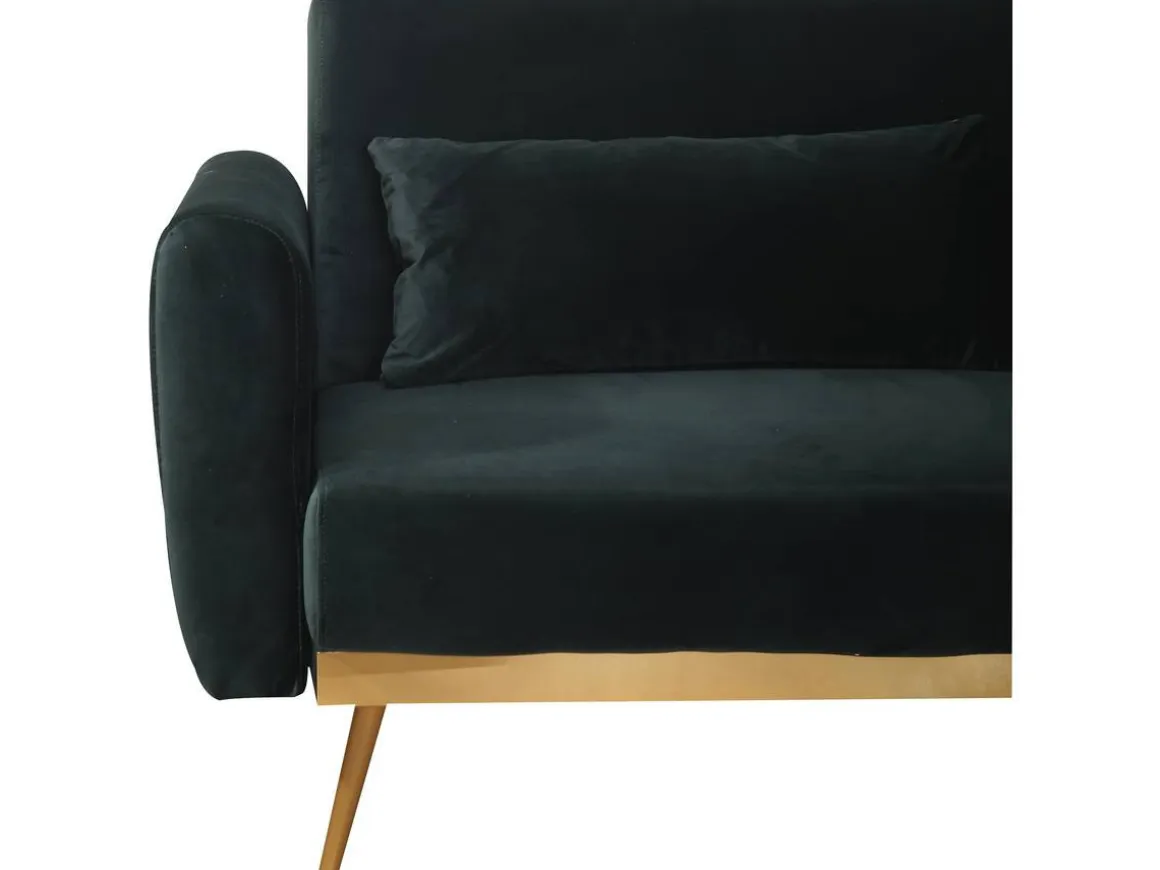 Canapé Clic Clac en velours "Donia" - 203 x 81 x 83 cm - 3 places - Vert foncé