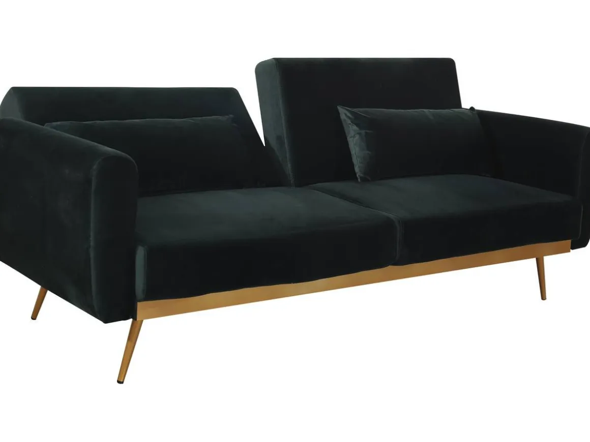 Canapé Clic Clac en velours "Donia" - 203 x 81 x 83 cm - 3 places - Vert foncé