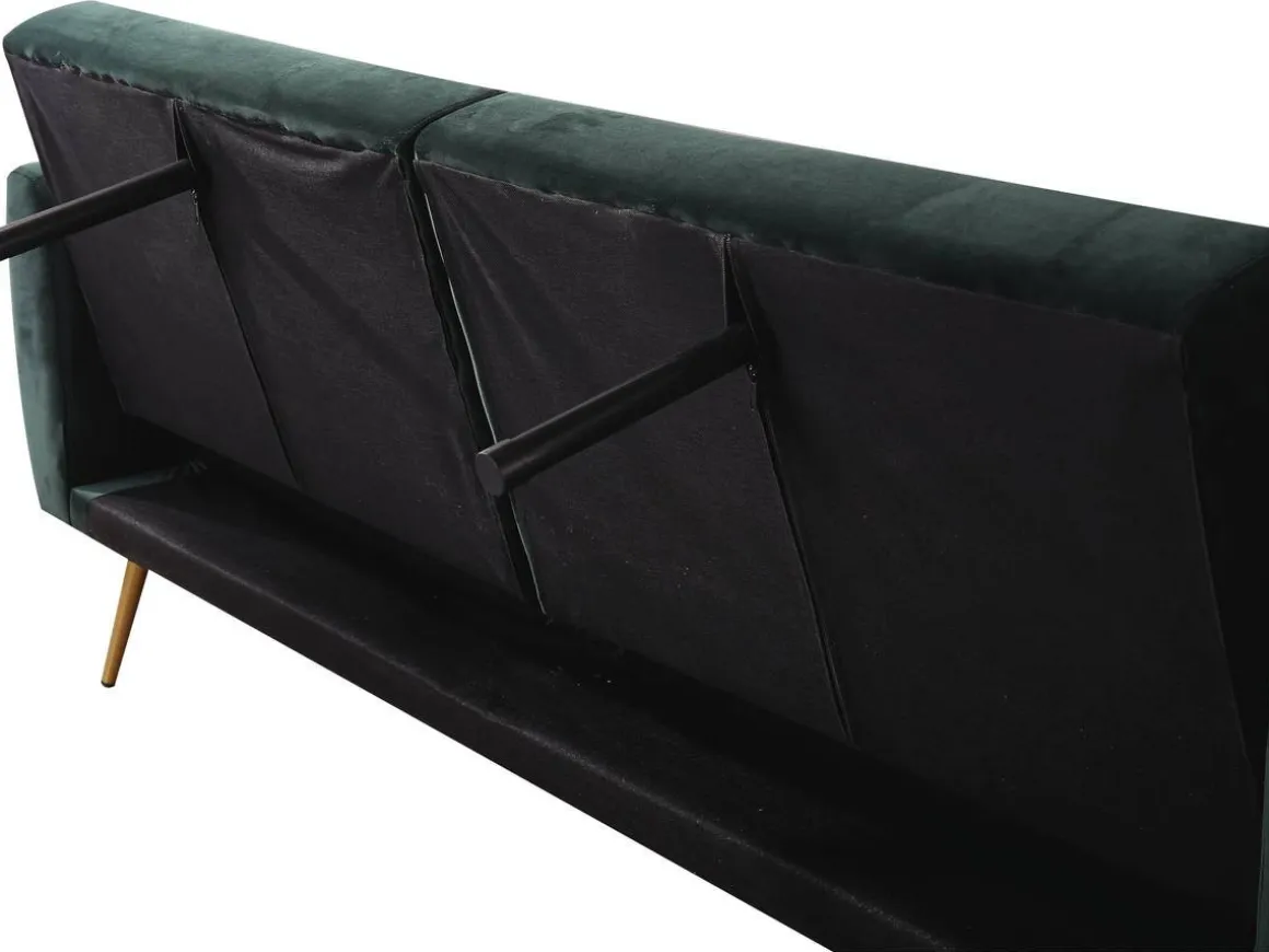 Canapé Clic Clac en velours "Donia" - 203 x 81 x 83 cm - 3 places - Vert foncé