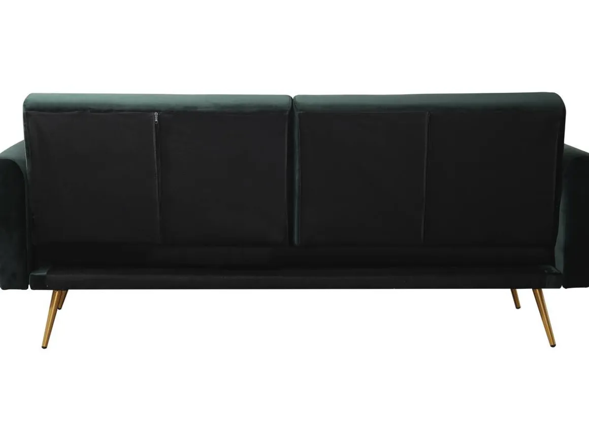 Canapé Clic Clac en velours "Donia" - 203 x 81 x 83 cm - 3 places - Vert foncé