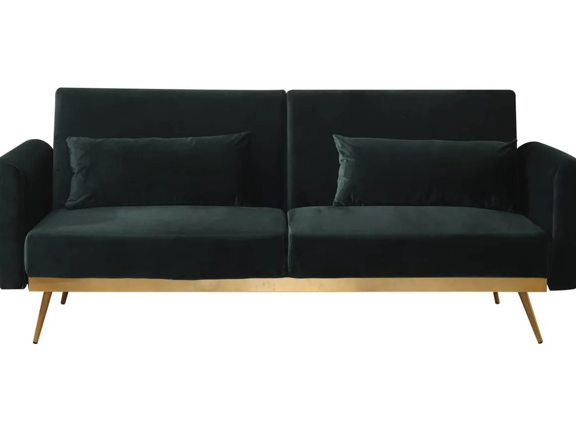Canapé Clic Clac en velours "Donia" - 203 x 81 x 83 cm - 3 places - Vert foncé