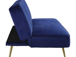 Canapé Clic Clac en velours "James" - 180 x 83 x 75 cm - 3 places - Bleu foncé