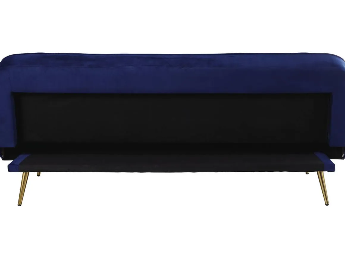 Canapé Clic Clac en velours "James" - 180 x 83 x 75 cm - 3 places - Bleu foncé