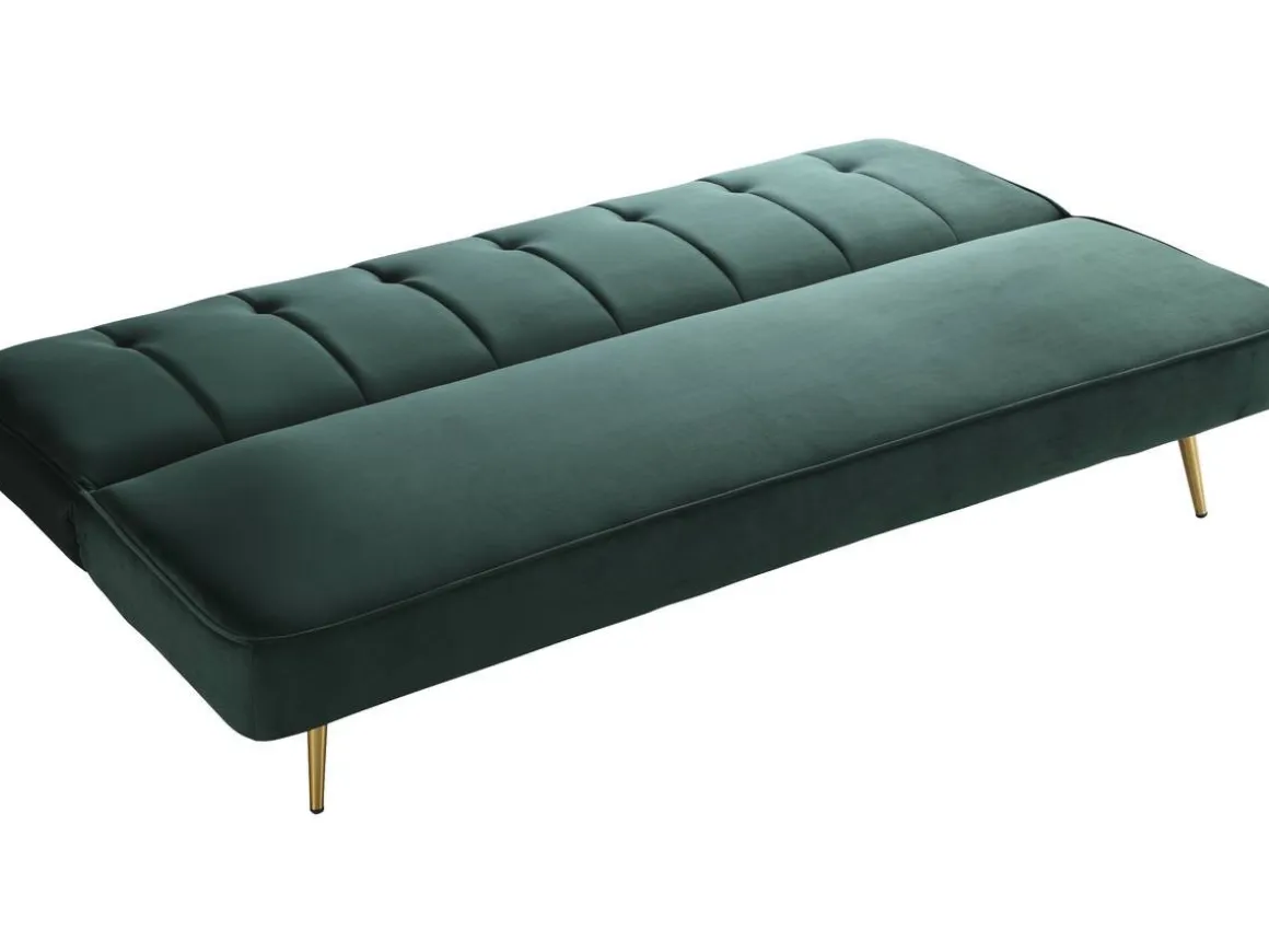 Canapé Clic Clac velours "James" - 180 x 83 x 75 cm - 3 places - Vert foncé.