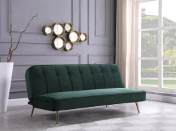 Canapé Clic Clac velours "James" - 180 x  83 x 75 cm - 3 places - Vert foncé.