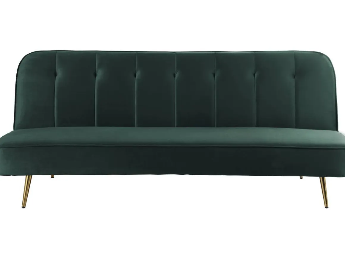 Canapé Clic Clac velours "James" - 180 x 83 x 75 cm - 3 places - Vert foncé.