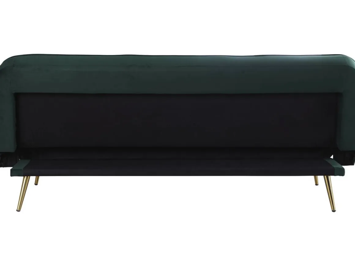 Canapé Clic Clac velours "James" - 180 x 83 x 75 cm - 3 places - Vert foncé.