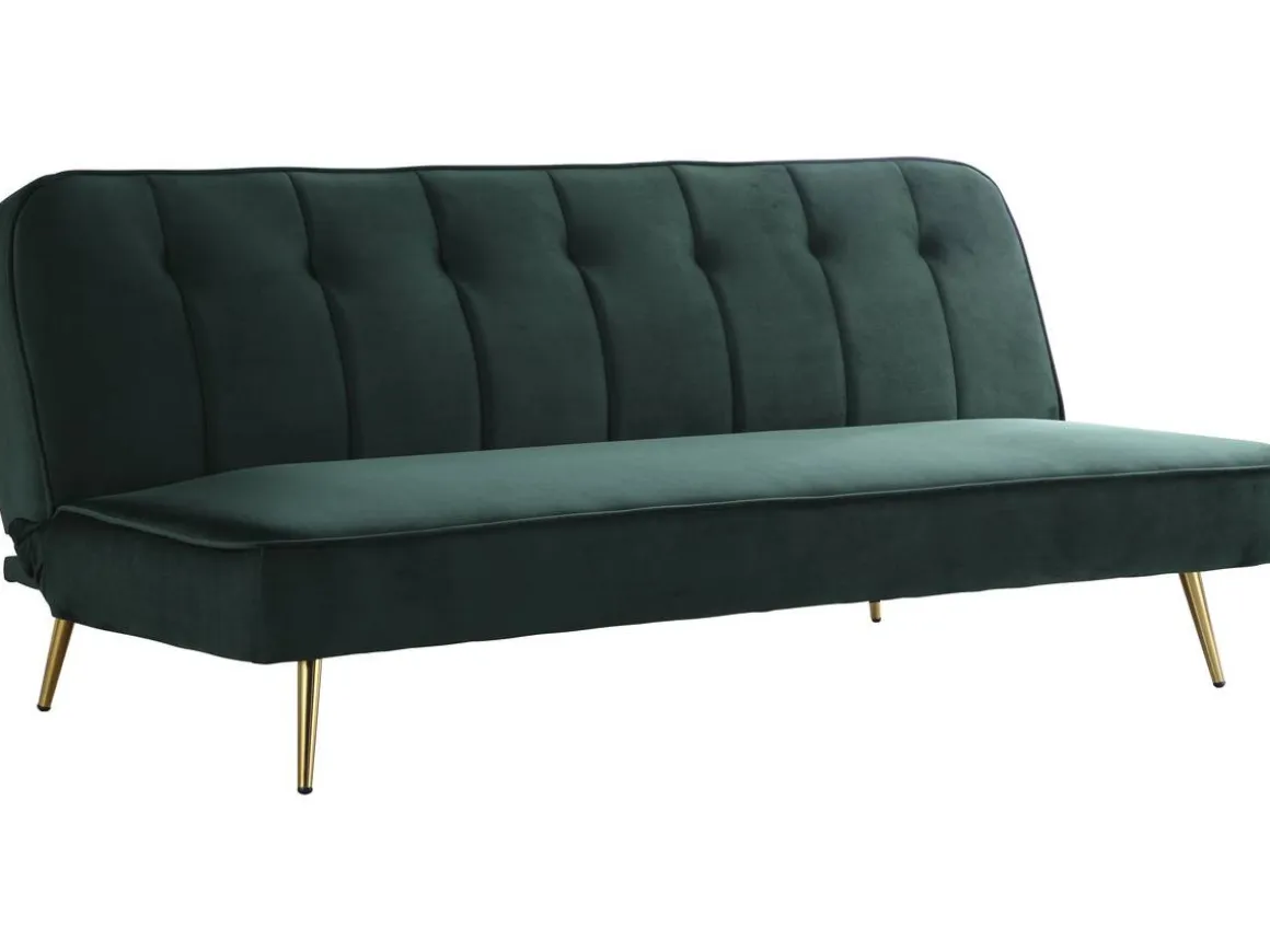 Canapé Clic Clac velours "James" - 180 x 83 x 75 cm - 3 places - Vert foncé.