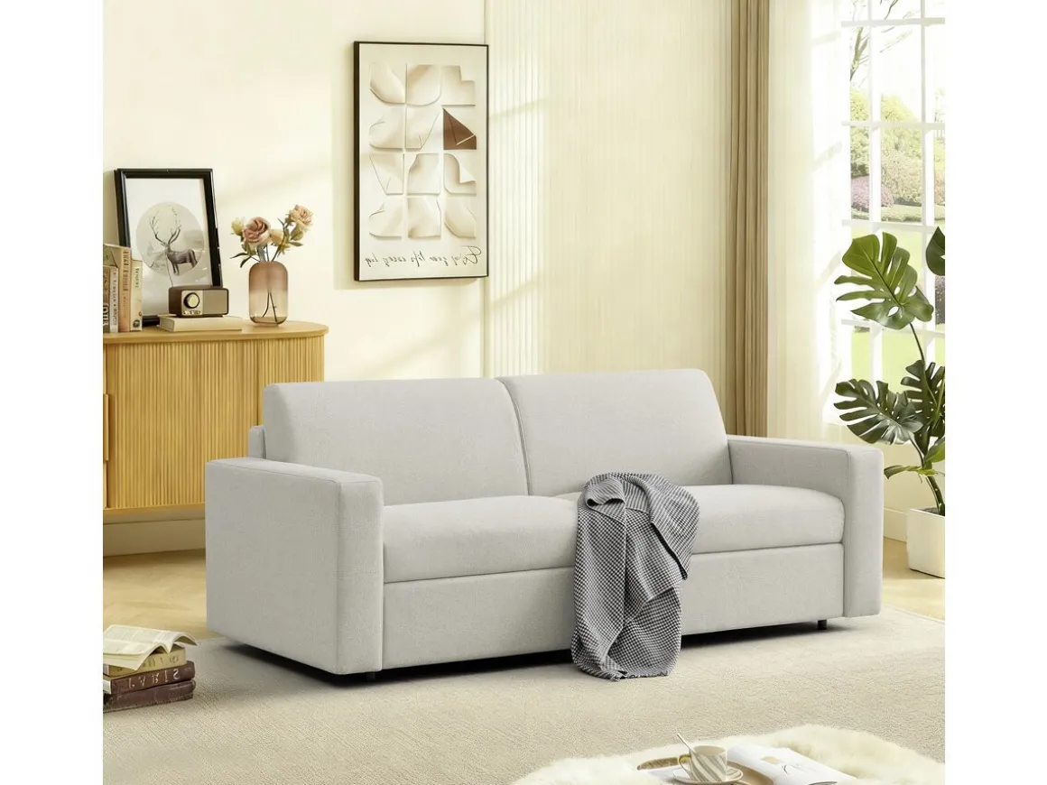 Canapé convertible express en tissu "Diana" - Couchage 140 cm - 3 places - Beige