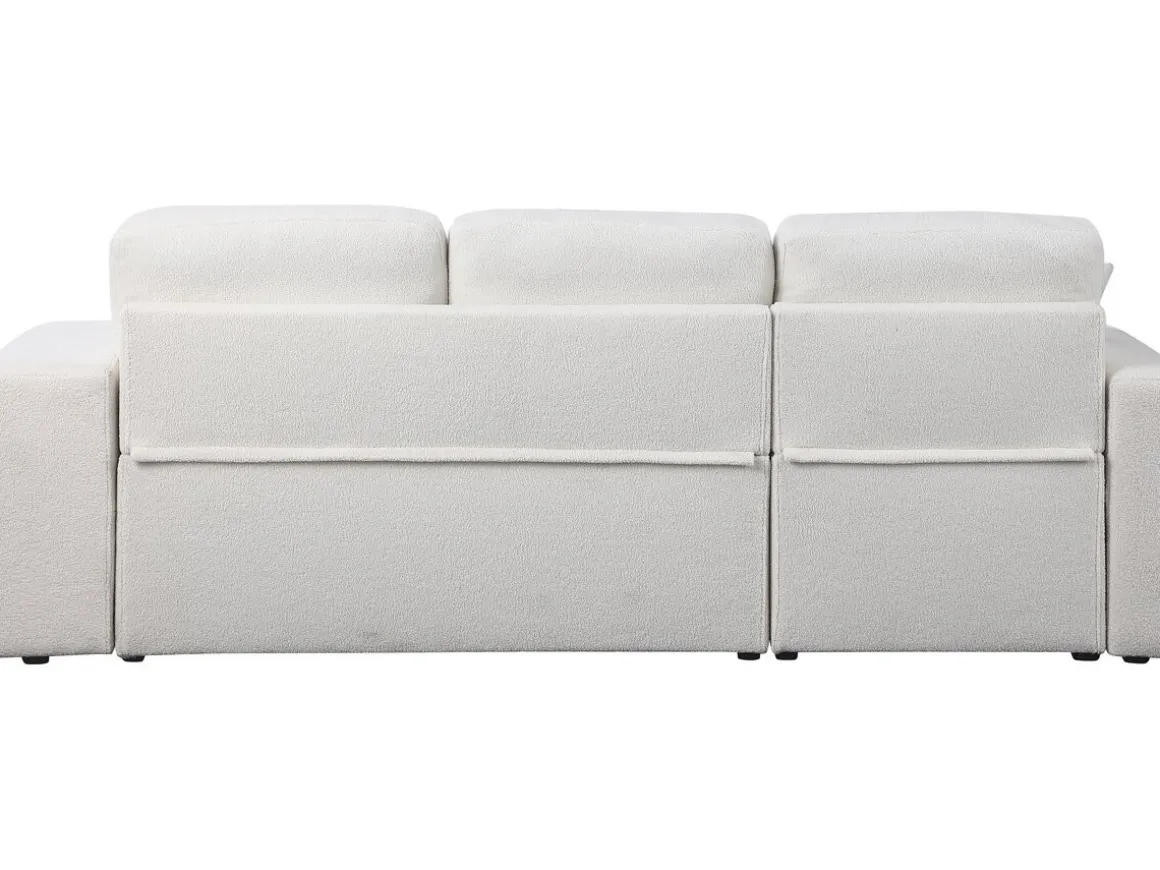 Canapé d'angle bouclettes convertible/reversible "Axel" - 3 Places - Blanc
