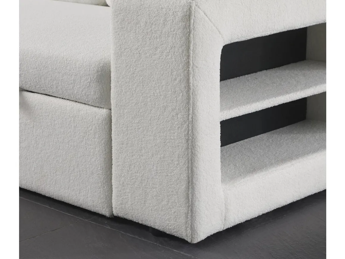 Canapé d'angle bouclettes convertible/reversible "Axel" - 3 Places - Blanc