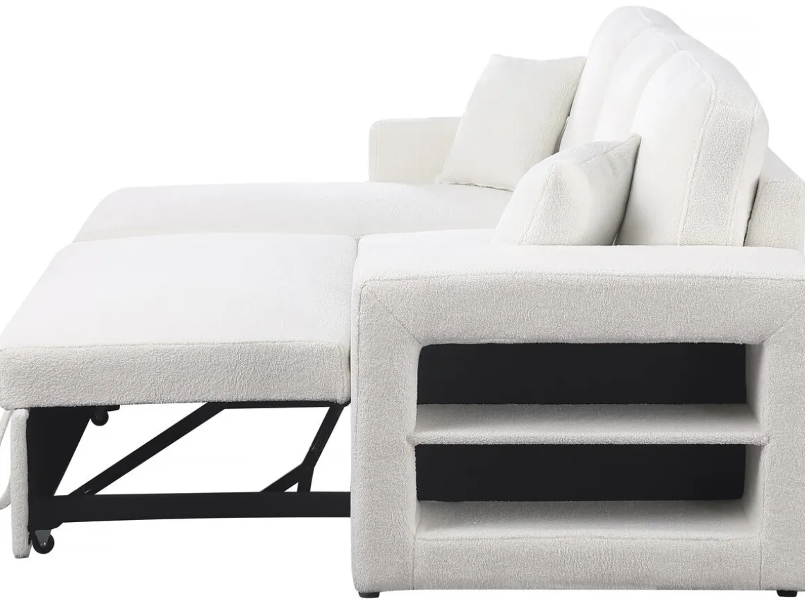 Canapé d'angle bouclettes convertible/reversible "Axel" - 3 Places - Blanc