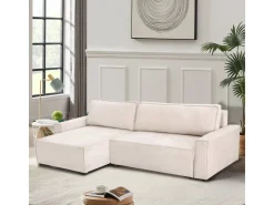 Canapé d'angle convertible en tissu texturé 