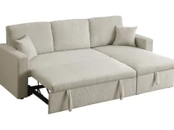 Canapé d'angle convertible en velours côtelé "Alain" - 3 places - Beige