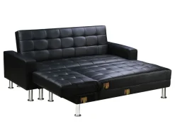 Canapé d'angle convertible et réversible "Theo" - 260 x 82/144 x 81 cm - 4 places - Noir