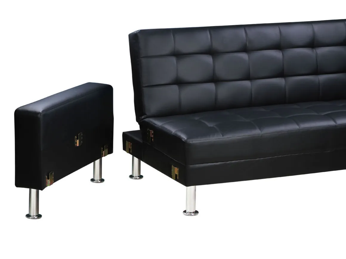Canapé d'angle convertible et réversible "Theo" - 260 x 82/144 x 81 cm - 4 places - Noir