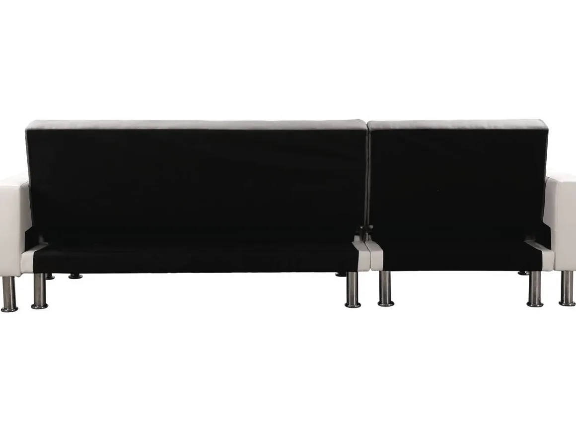 Canapé d'angle convertible et réversible "Theo" - 258 x 82/147 x 82 cm - 4 places -Gris/Blanc