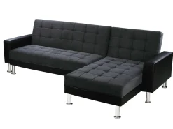 Canapé d'angle convertible et réversible "Theo" - 4 places - Noir / Gris