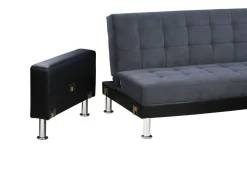 Canapé d'angle convertible et réversible "Theo" - 4 places - Noir / Gris