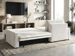 Canapé d'angle convertible et reversible en velours côtelé