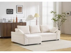 Canapé d'angle convertible et reversible en tissu texturé 