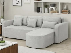 Canapé d'angle convertible et reversible en tissu 