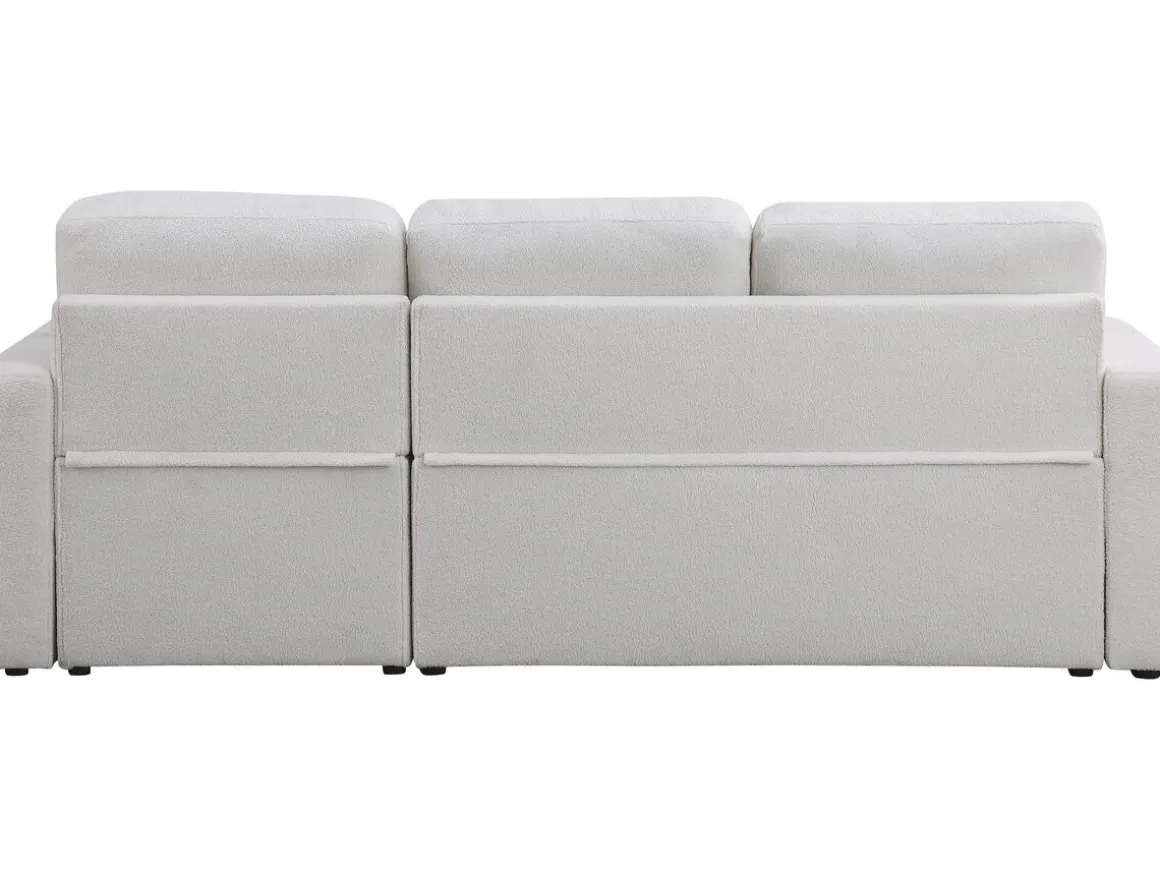 Canapé d'angle convertible/reversible avec coffre "Alain" - 3 places - Bouclettes - Blanc
