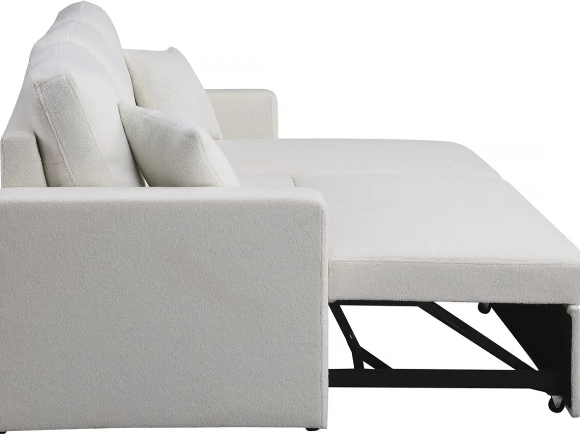 Canapé d'angle convertible/reversible avec coffre "Alain" - 3 places - Bouclettes - Blanc