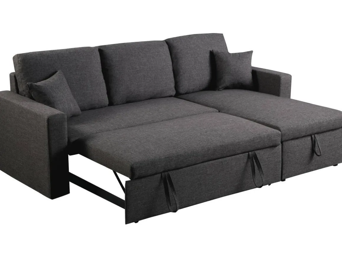 Canapé d'angle convertible/ réversible avec coffre "Alain" - 3 places - Gris