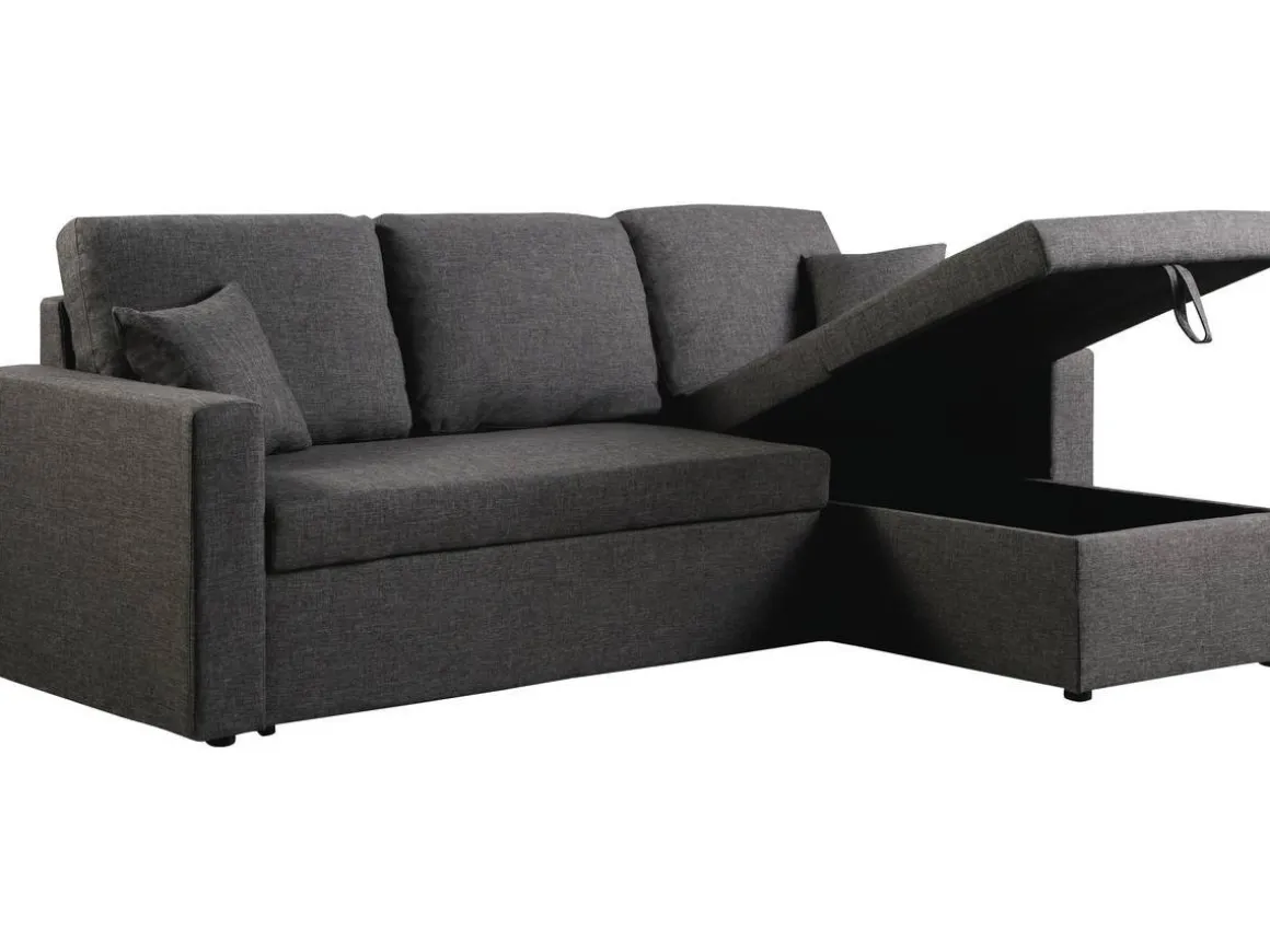 Canapé d'angle convertible/ réversible avec coffre "Alain" - 3 places - Gris