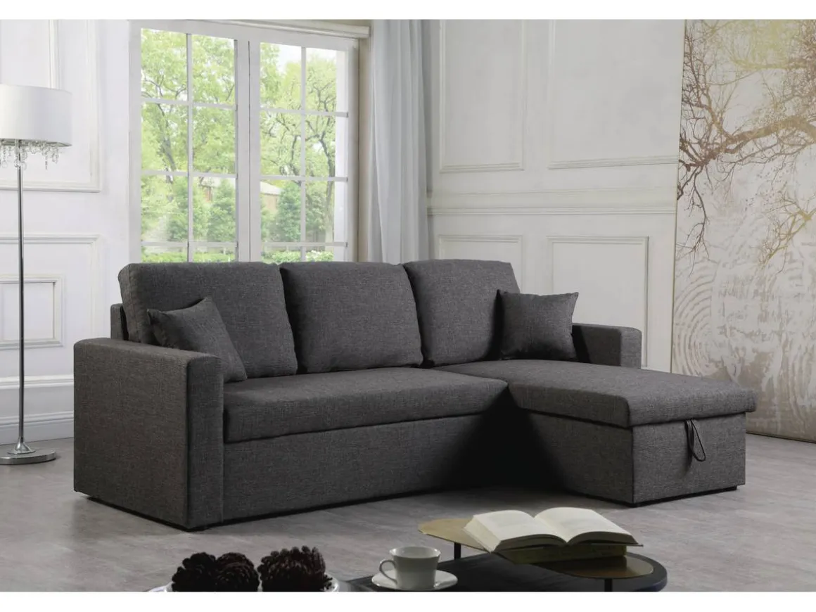 Canapé d'angle convertible/ réversible avec coffre "Alain" - 3 places - Gris