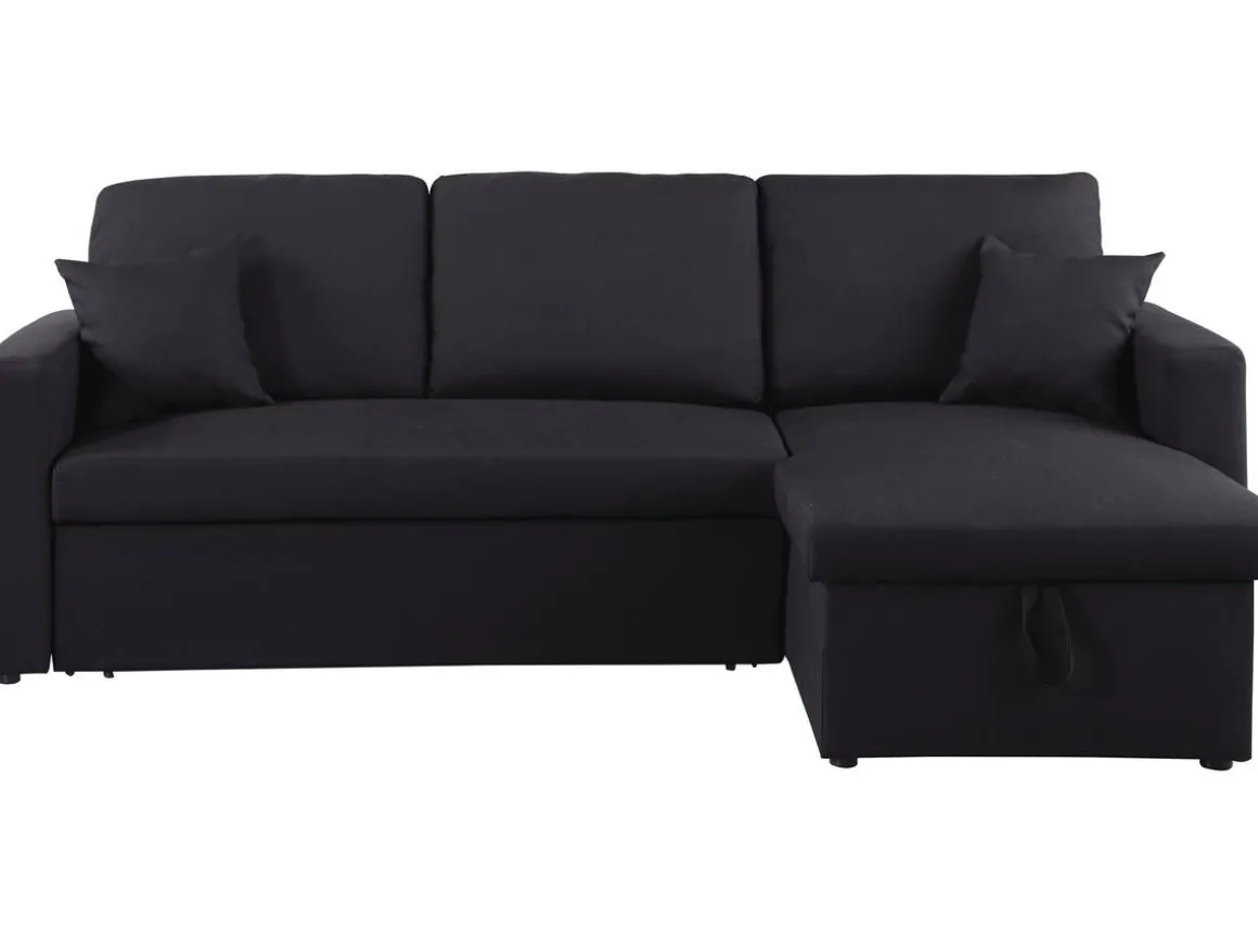 Canapé d'angle convertible/ réversible "Alain" - 221 x 145 x 85 cm - 3 places - Noir