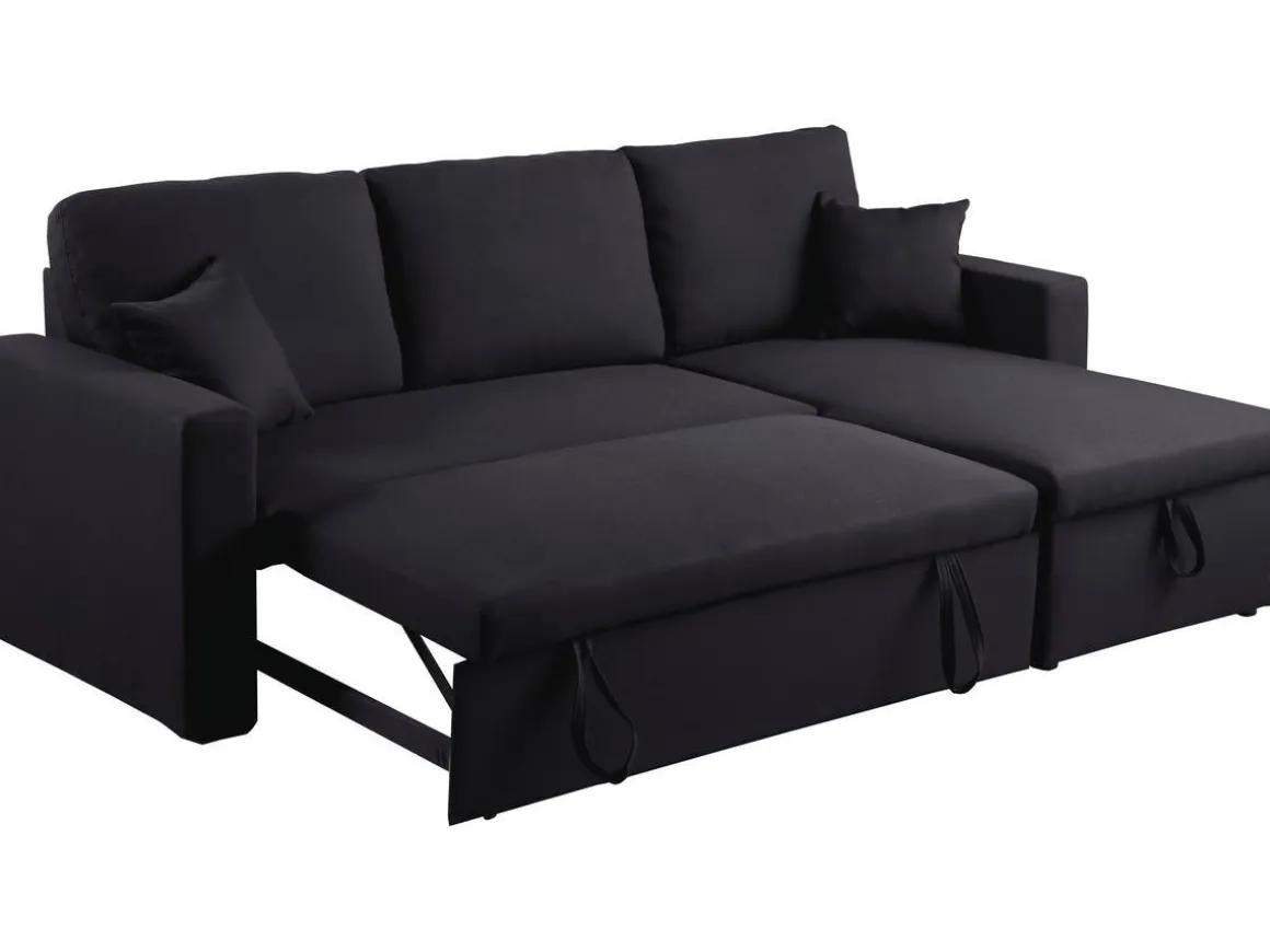 Canapé d'angle convertible/ réversible "Alain" - 221 x 145 x 85 cm - 3 places - Noir