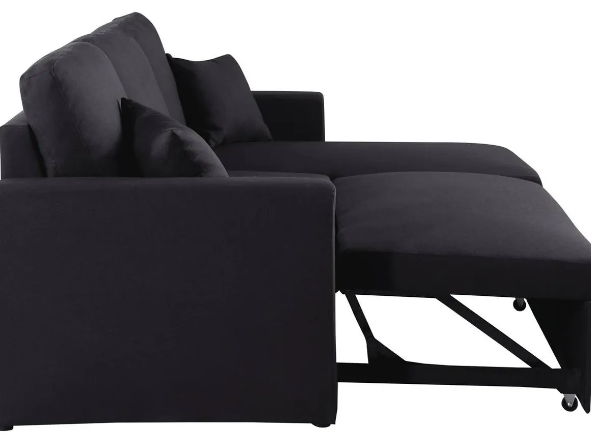 Canapé d'angle convertible/ réversible "Alain" - 221 x 145 x 85 cm - 3 places - Noir