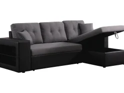 Canapé d'angle convertible/réversible "Axel" - 3 places - Noir/Gris