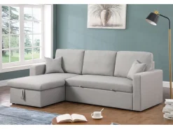Canapé d'angle convertible/ réversible avec coffre "Alain" - 3 places - Gris clair