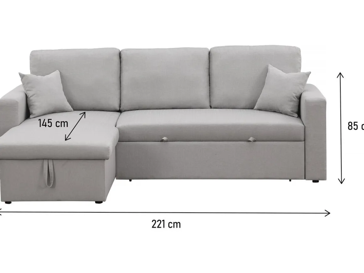 Canapé d'angle convertible/ réversible avec coffre "Alain" - 3 places - Gris clair