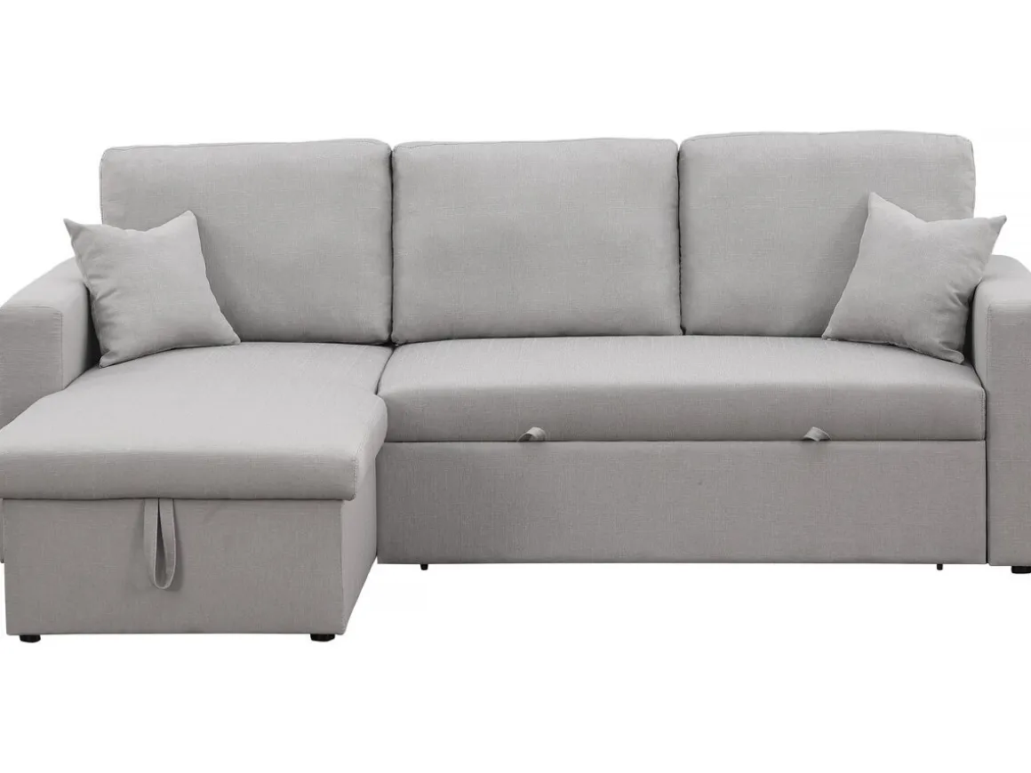 Canapé d'angle convertible/ réversible avec coffre "Alain" - 3 places - Gris clair