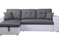 Canapé d'angle convertible/réversible "Axel" - 3 places - Blanc/Gris