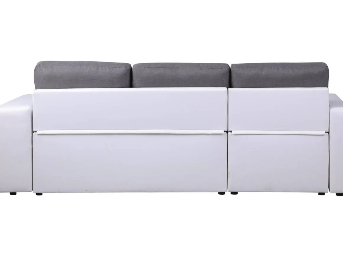 Canapé d'angle convertible/réversible "Axel" - 3 places - Blanc/Gris