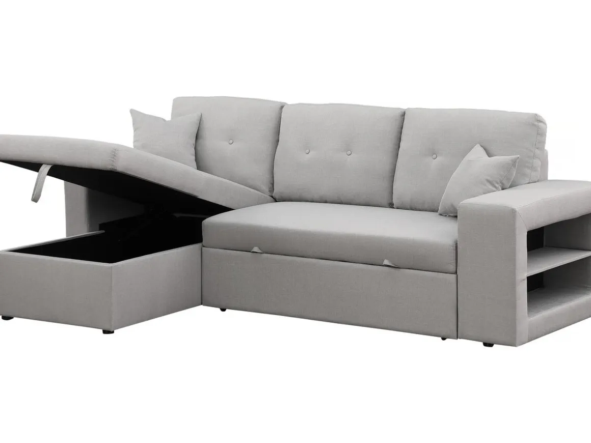 Canapé d'angle convertible/réversible "Axel" - 3 places - Gris clair